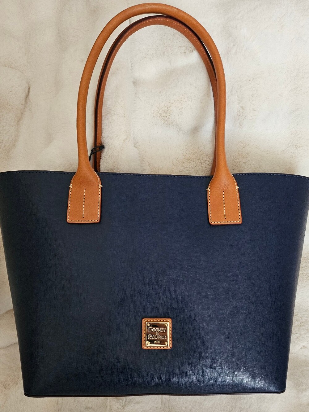 Dooney & Bourke Saffiano Leather Small Russel Tote Color Blue